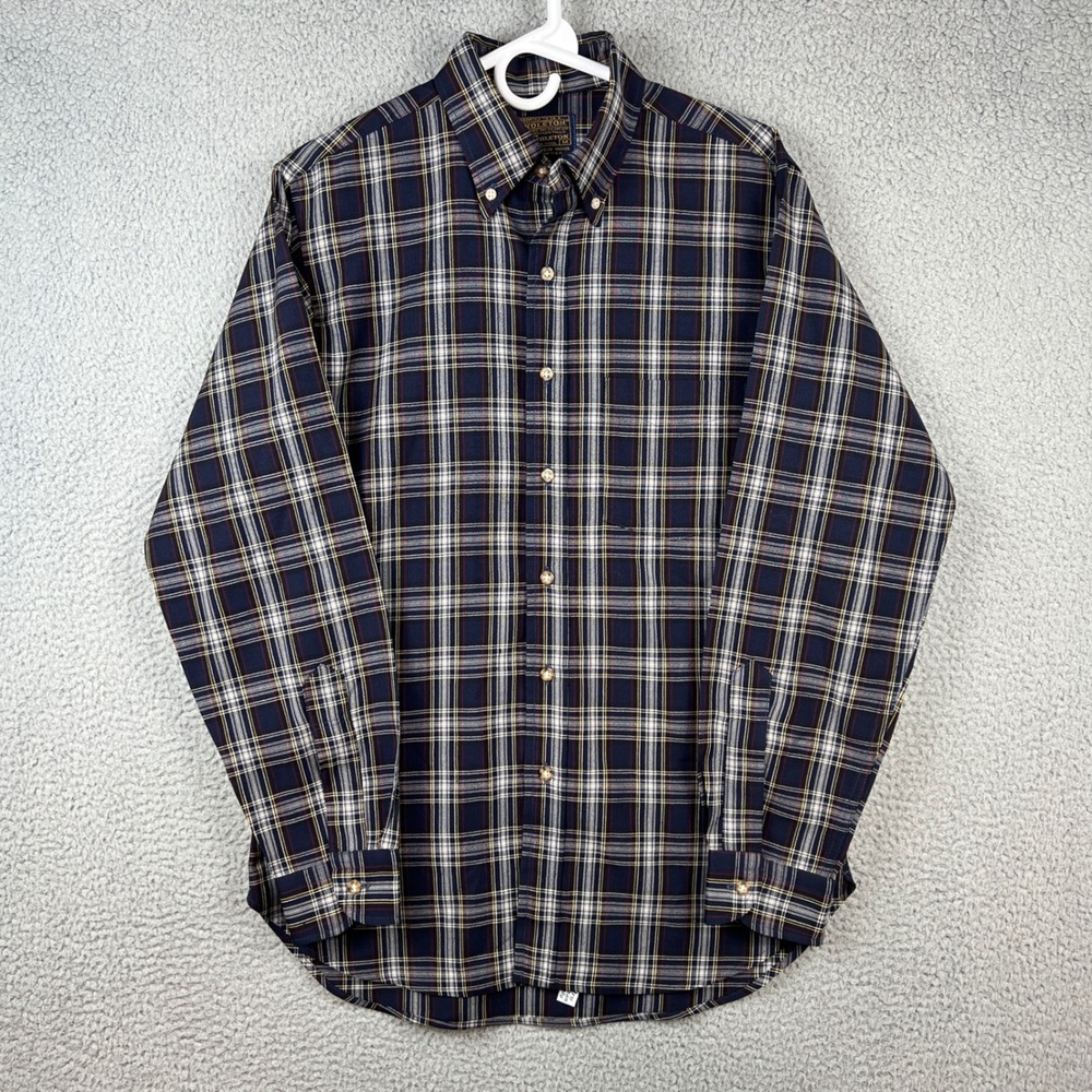 Pendleton Sir Pendleton Wool Plaid Shirt Mens M Navy Blue Button Down USA Made